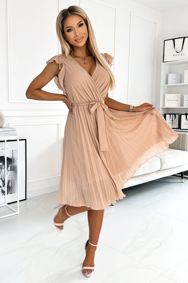 Beige Cocktail Dress in Formal Dresses, Cocktail Dresses with Spandex and Polyester