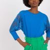 Blue Blouse in Women`s Blouses, Tunics with Cotton and Spandex