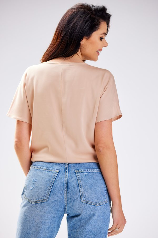 Beige Blouse in Women`s Blouses, Tunics with Polyester and Viscose