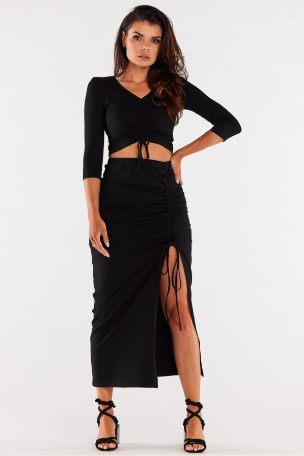 Black Long Skirt in Skirts with Cotton and Lycra