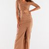Beige Long Skirt in Skirts with Cotton and Lycra