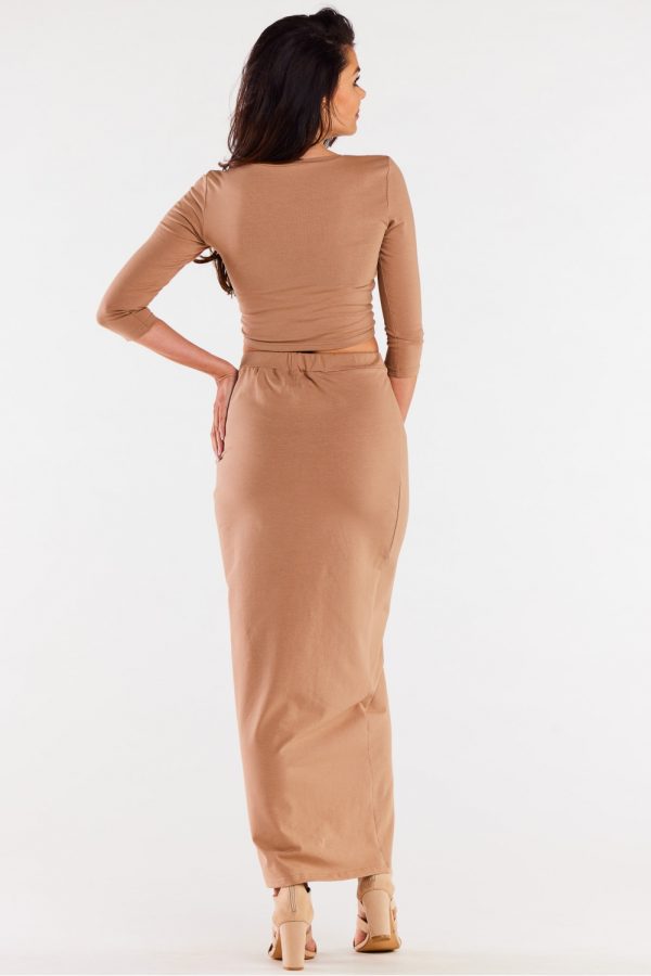 Beige Long Skirt in Skirts with Cotton and Lycra