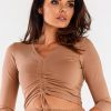 Beige Blouse in Women`s Blouses, Tunics with Cotton and Lycra
