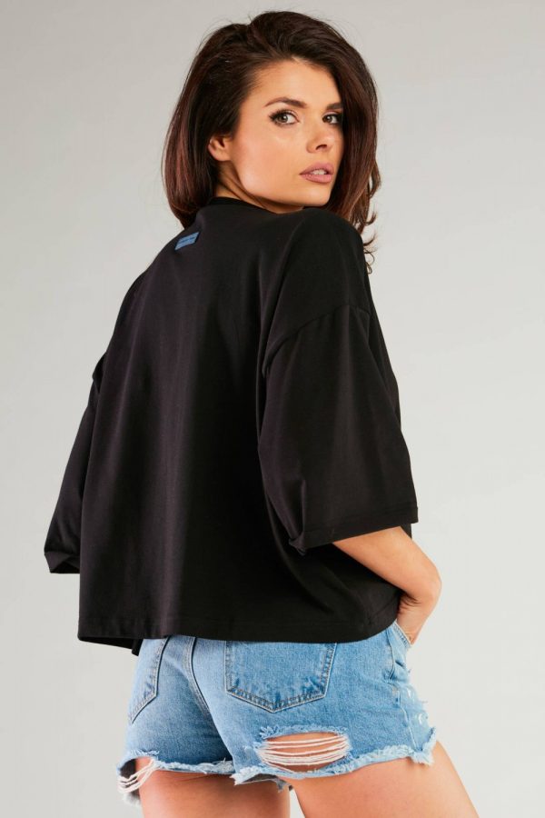Black Blouse in Women`s Blouses, Tunics with Cotton and Lycra