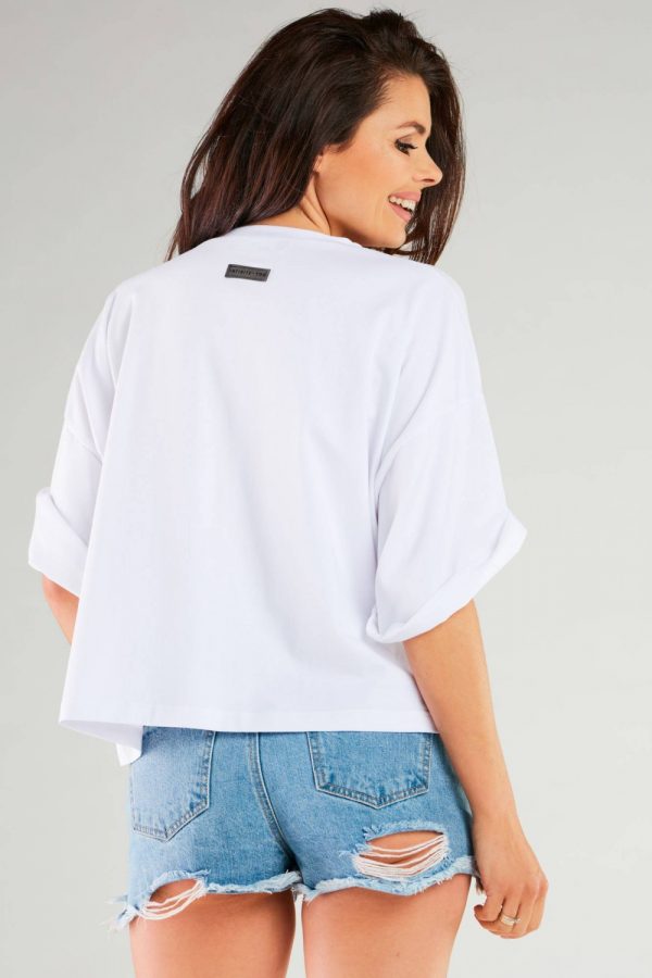 White Blouse in Women`s Blouses, Tunics with Cotton and Lycra