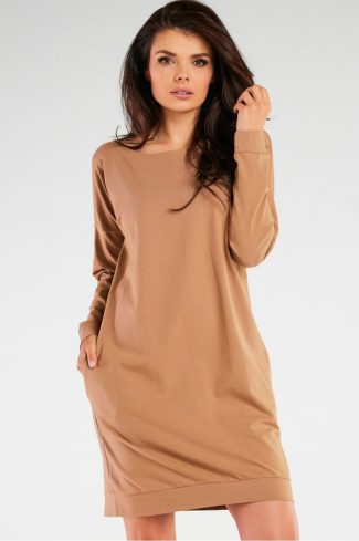 Beige Daydress in Day Dresses with Cotton and Lycra