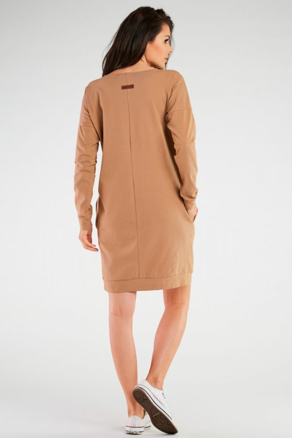 Beige Daydress in Day Dresses with Cotton and Lycra