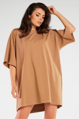 Beige Daydress in Day Dresses with Cotton and Lycra