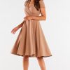 Beige Daydress in Day Dresses with Cotton and Lycra