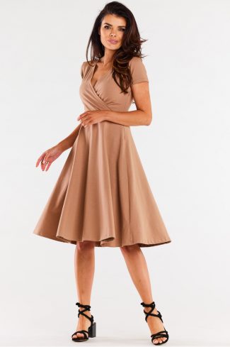 Beige Daydress in Day Dresses with Cotton and Lycra
