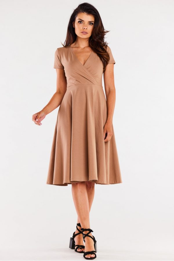 Beige Daydress in Day Dresses with Cotton and Lycra