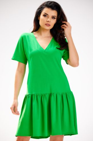 Green Daydress in Day Dresses with Cotton and Lycra