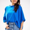 Blue Blouse in Women`s Blouses, Tunics with Cotton and Lycra