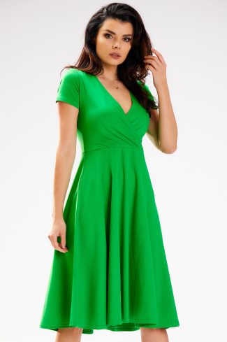 Green Daydress in Day Dresses with Cotton and Lycra