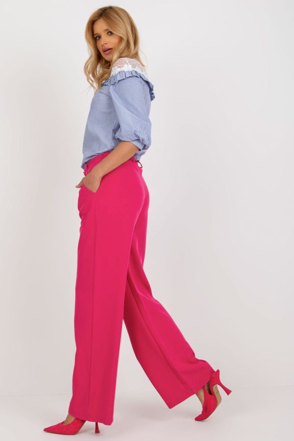 Pink Women Trousers in Pants, Trousers, Shorts with Spandex and Polyester