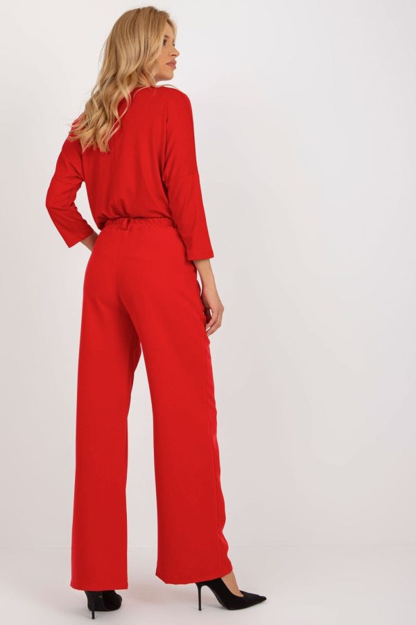 Red Women Trousers in Pants, Trousers, Shorts with Spandex and Polyester