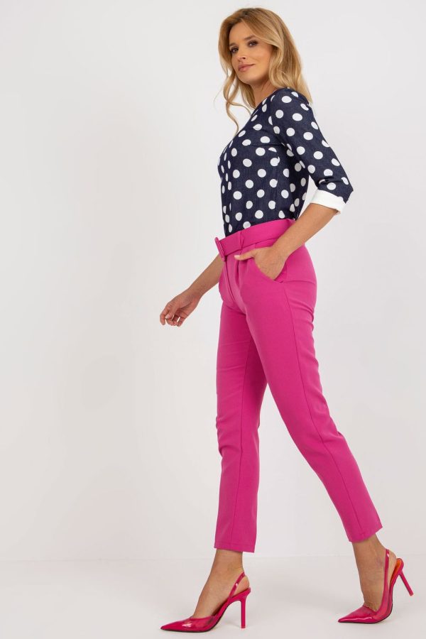 Pink Women Trousers in Pants, Trousers, Shorts with Spandex and Polyester