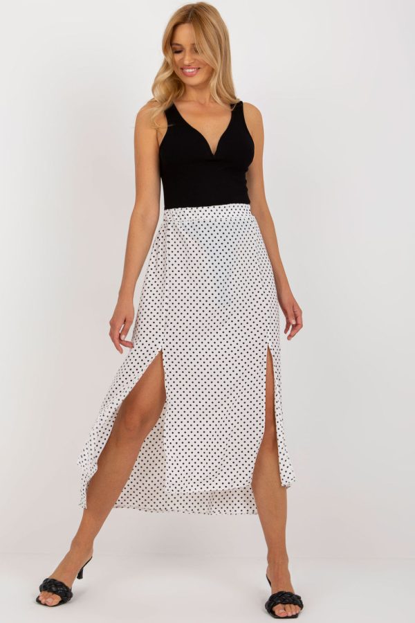 White Long Skirt in Skirts with Spandex and Polyester