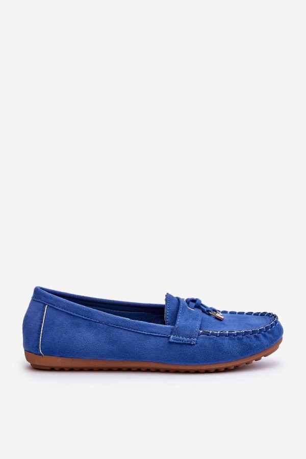 Blue Mocassin in Moccasins, Loafers with Fabric, Footbed and Sole Height