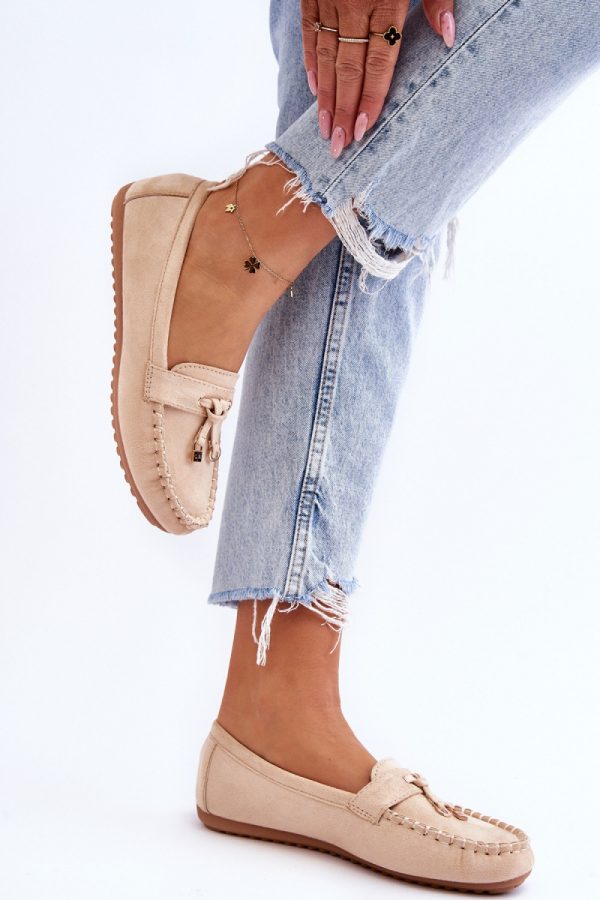 Beige Mocassin in Moccasins, Loafers with Fabric, Footbed and Sole Height