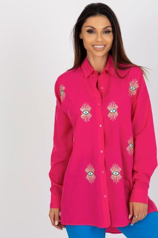 Pink Long Sleeve Shirt 9 in Cotton and Polyester