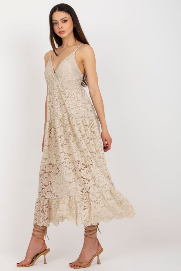 Beige Daydress in Day Dresses with Spandex and Polyamide