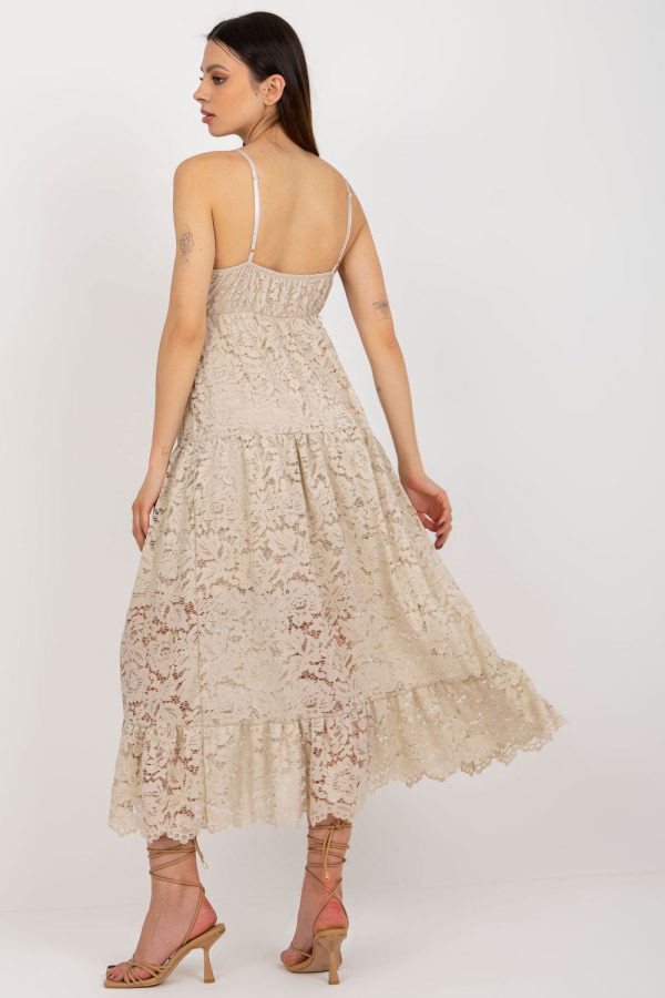 Beige Daydress in Day Dresses with Spandex and Polyamide