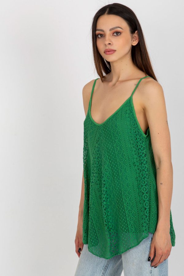 Green Top in Undershirts / Tops with Cotton and Viscose