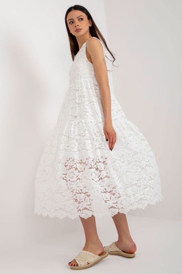 White Daydress in Day Dresses with Spandex and Polyamide