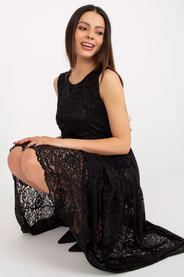 Black Daydress in Day Dresses with Spandex and Polyamide