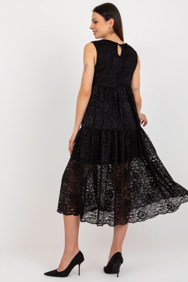 Black Daydress in Day Dresses with Spandex and Polyamide