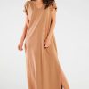 Beige Daydress in Day Dresses with Cotton and Lycra