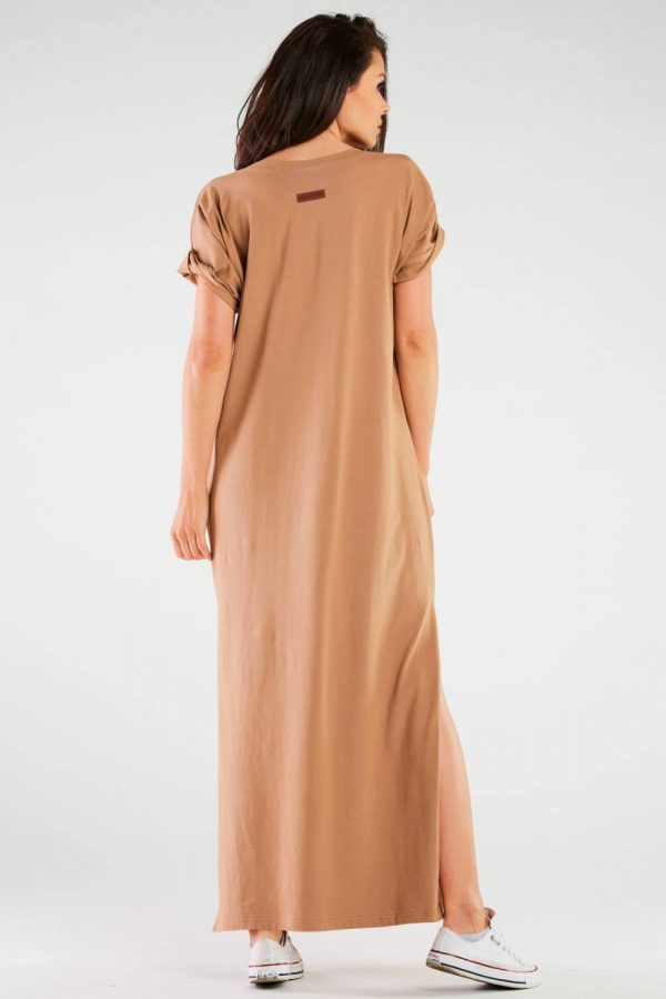Beige Daydress in Day Dresses with Cotton and Lycra