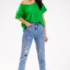 Green Blouse in Women`s Blouses, Tunics with Cotton and Lycra