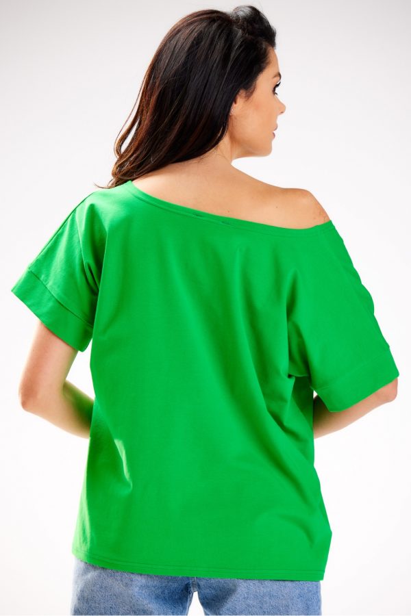 Green Blouse in Women`s Blouses, Tunics with Cotton and Lycra