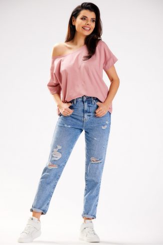 Pink Blouse in Women`s Blouses, Tunics with Cotton and Lycra