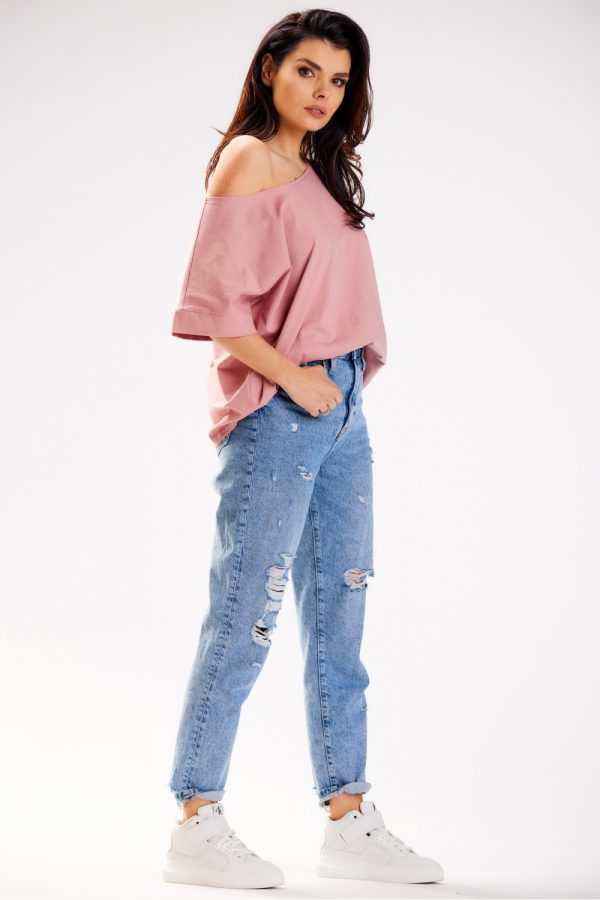 Pink Blouse in Women`s Blouses, Tunics with Cotton and Lycra