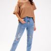 Beige Blouse in Women`s Blouses, Tunics with Cotton and Lycra