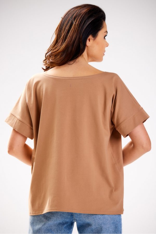 Beige Blouse in Women`s Blouses, Tunics with Cotton and Lycra