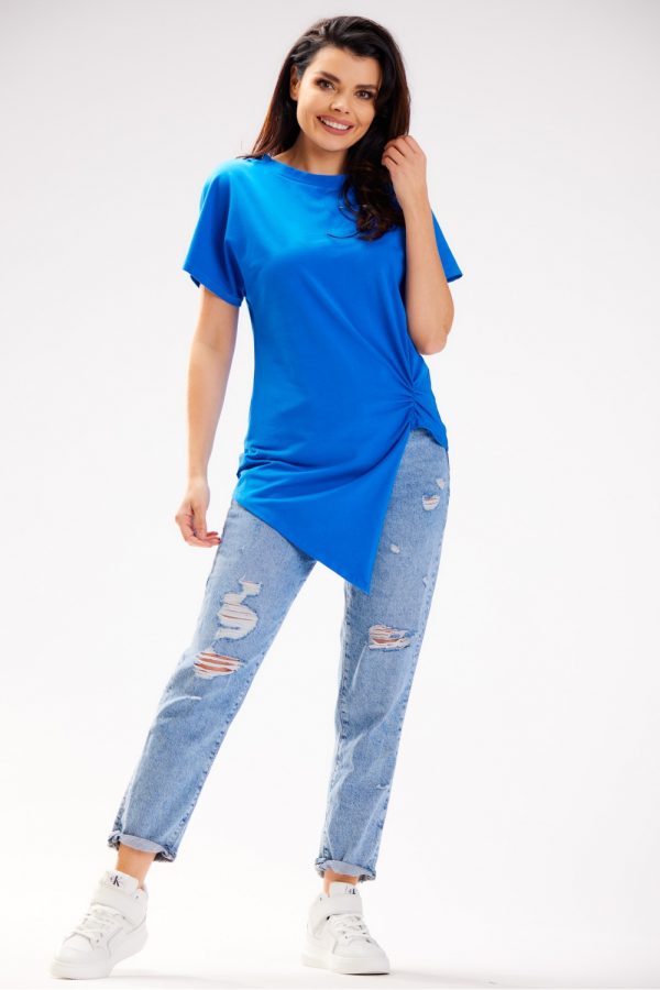 Blue Blouse in Women`s Blouses, Tunics with Cotton and Lycra