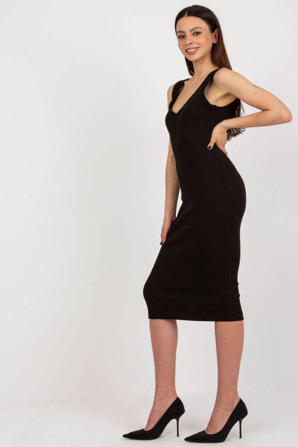 Black Set in Day Dresses with Cotton and Spandex