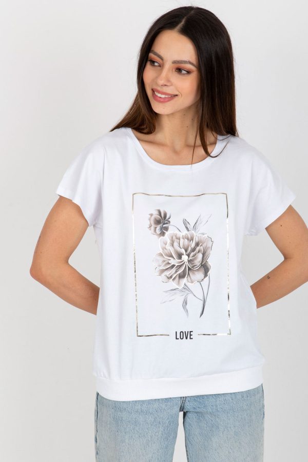 White Blouse in Women`s Blouses, Tunics with Cotton and Spandex