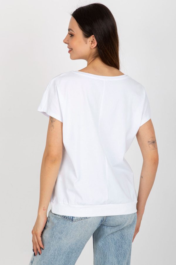 White Blouse in Women`s Blouses, Tunics with Cotton and Spandex