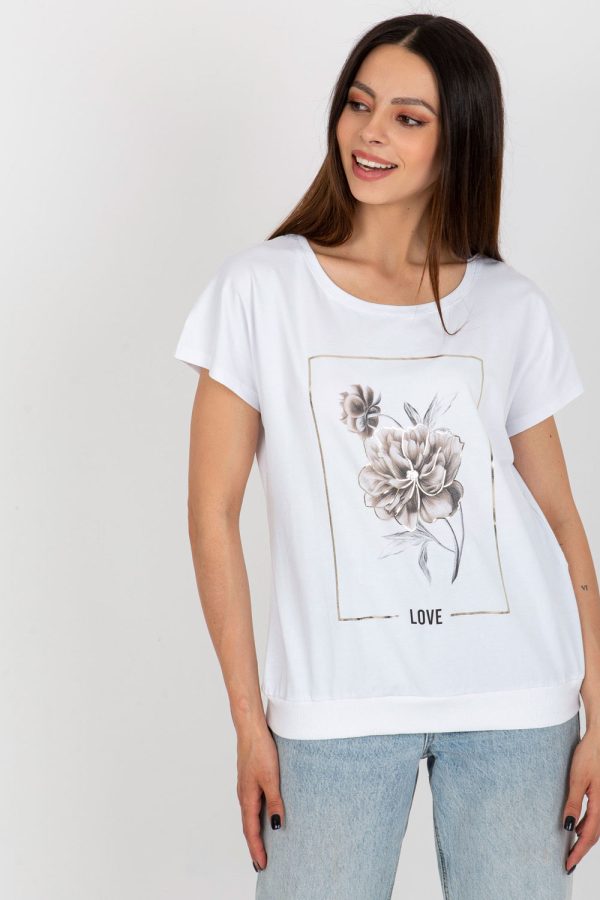 White Blouse in Women`s Blouses, Tunics with Cotton and Spandex