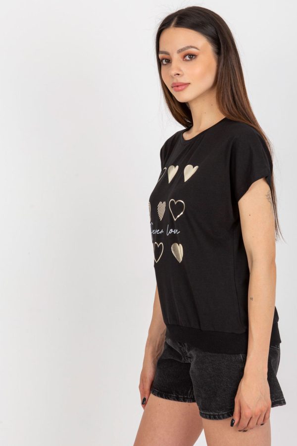 Black Blouse in Women`s Blouses, Tunics with Cotton and Spandex