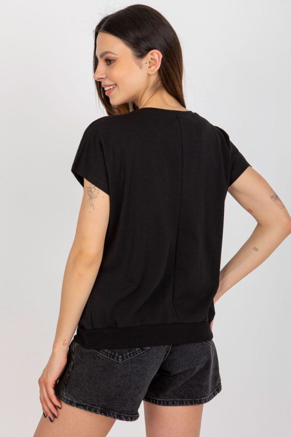 Black Blouse in Women`s Blouses, Tunics with Cotton and Spandex