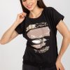 Black Blouse in Women`s Blouses, Tunics with Cotton and Spandex