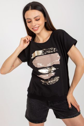 Black Blouse in Women`s Blouses, Tunics with Cotton and Spandex