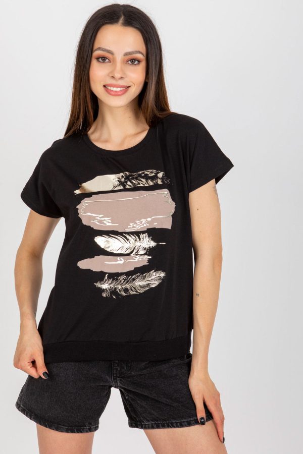 Black Blouse in Women`s Blouses, Tunics with Cotton and Spandex
