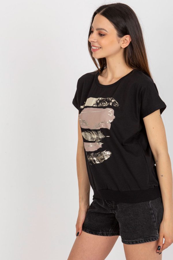 Black Blouse in Women`s Blouses, Tunics with Cotton and Spandex